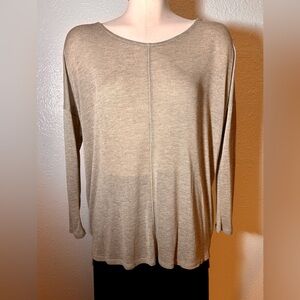 J Roberts Casual Tan Long Sleeve Medium Stretch Knit Top